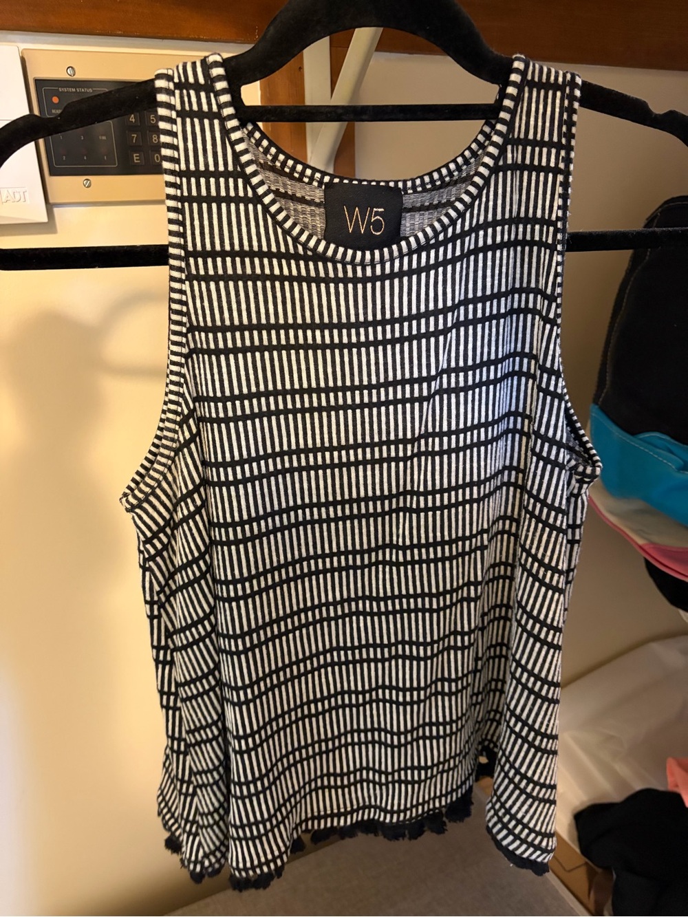 W5 Black and White Grid-Print Festival Tank Top